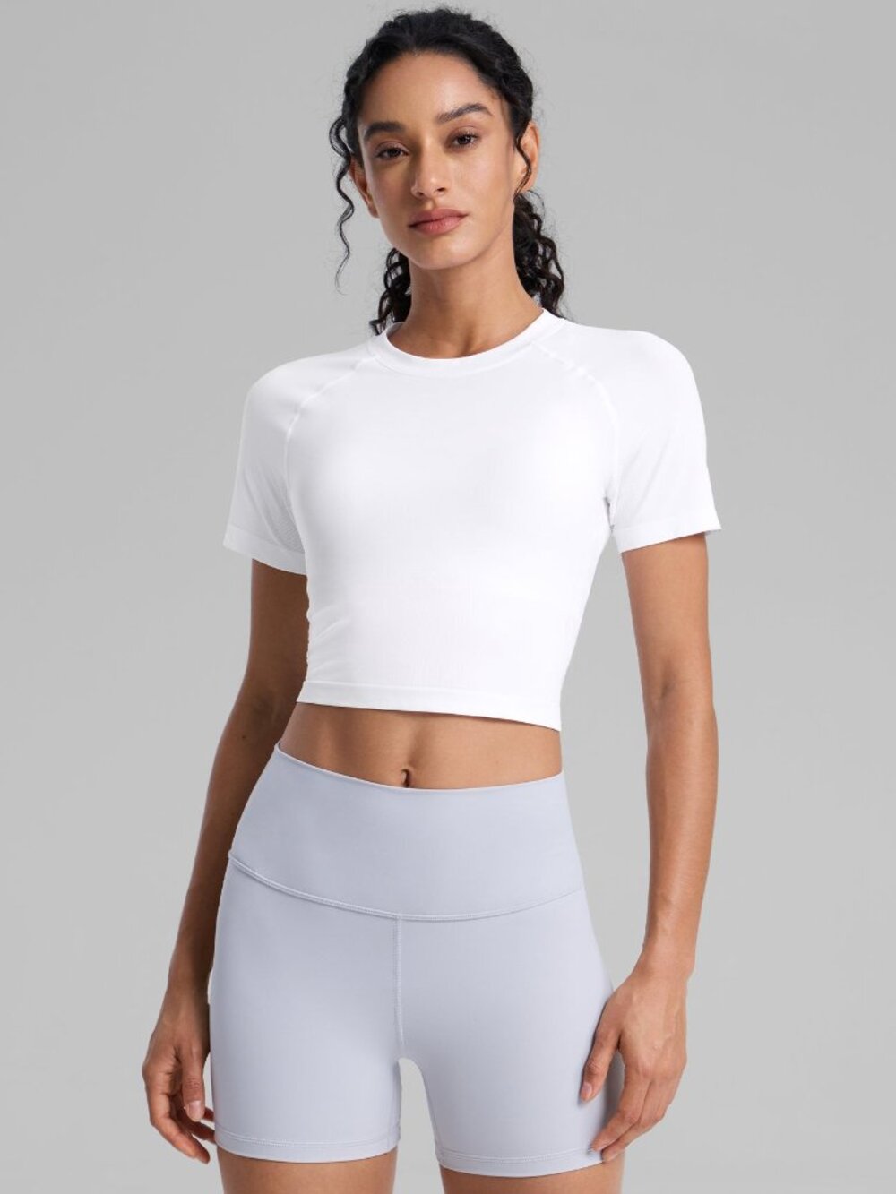 Seamless Crew Neck Cropped Short Sleeve